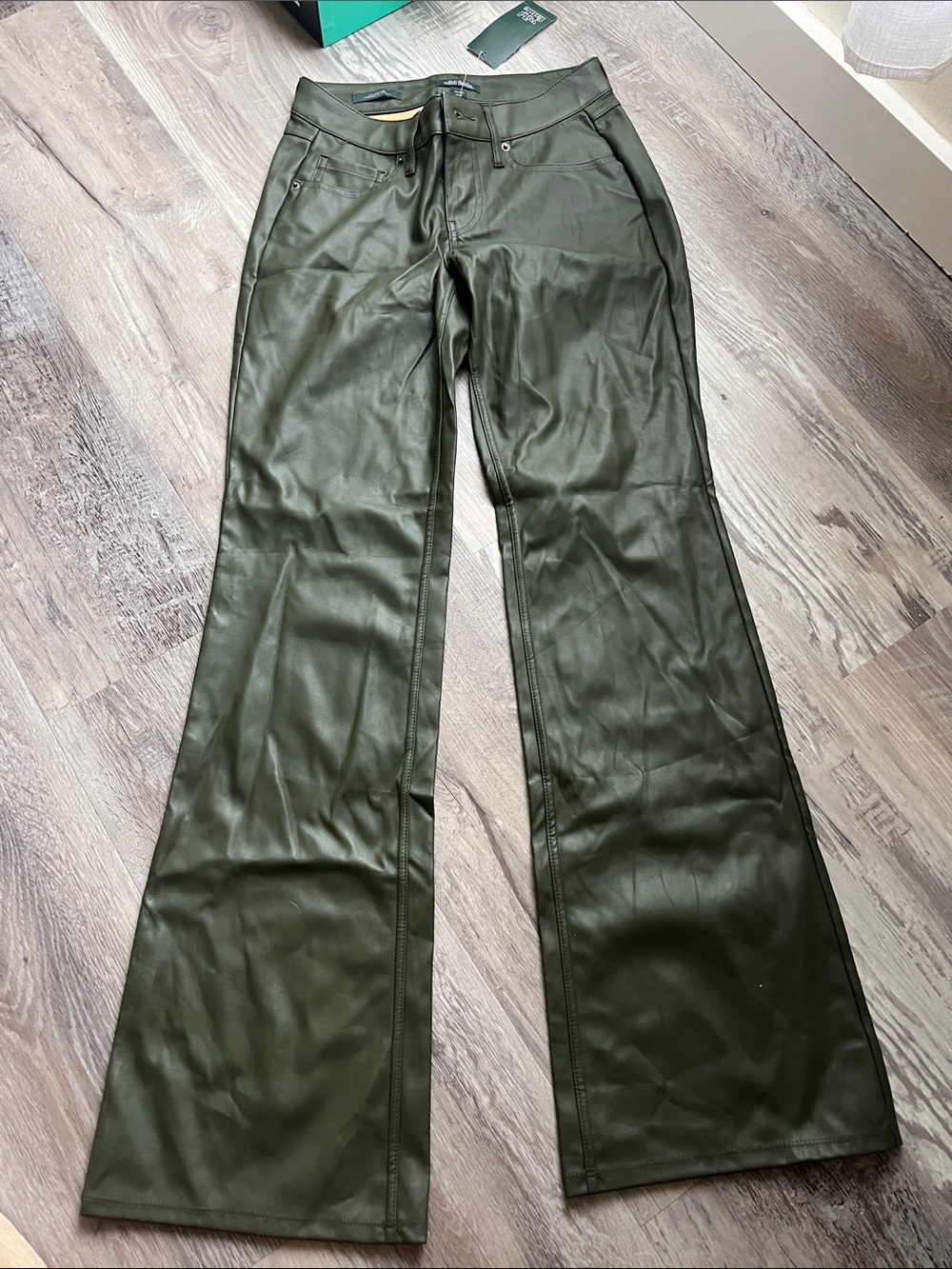 wild fable Olive Green Faux Leather Flare Pants